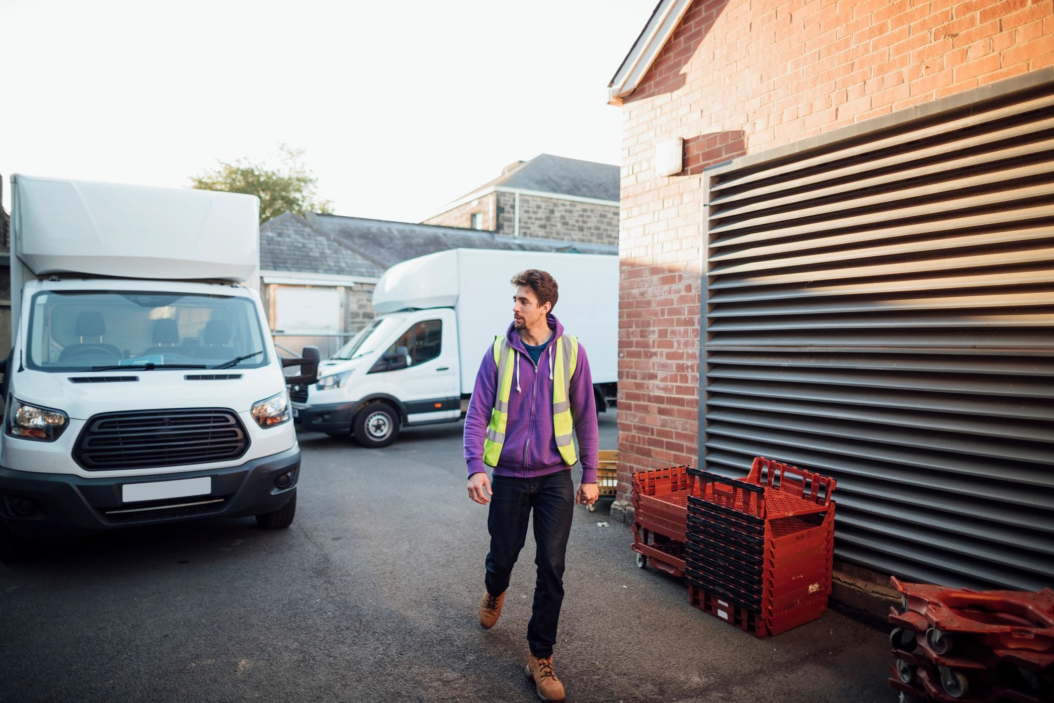 Professional essential services worker on site